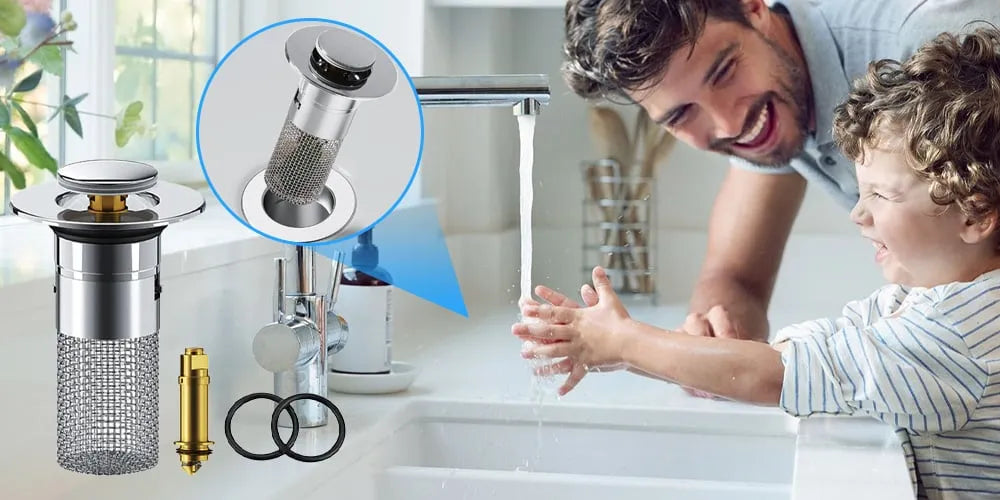 Valvula click com filtro instalada em pia