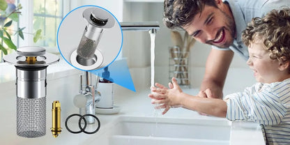 Valvula click com filtro instalada em pia
