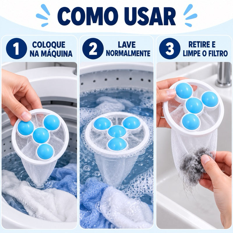 Como usar o filtro coletor de pelos