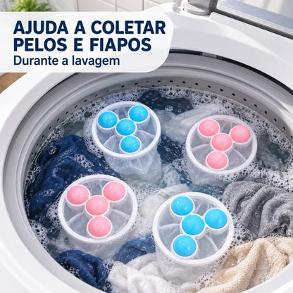 Filtros coletando pelos e fiapos na maquina